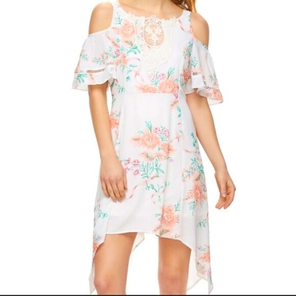 Disney Beauty and The Beast Floral Cold Shoulder Dress - Picture 1 of 7